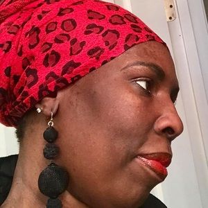 Red Animal Print Head Wrap 72x22 inches